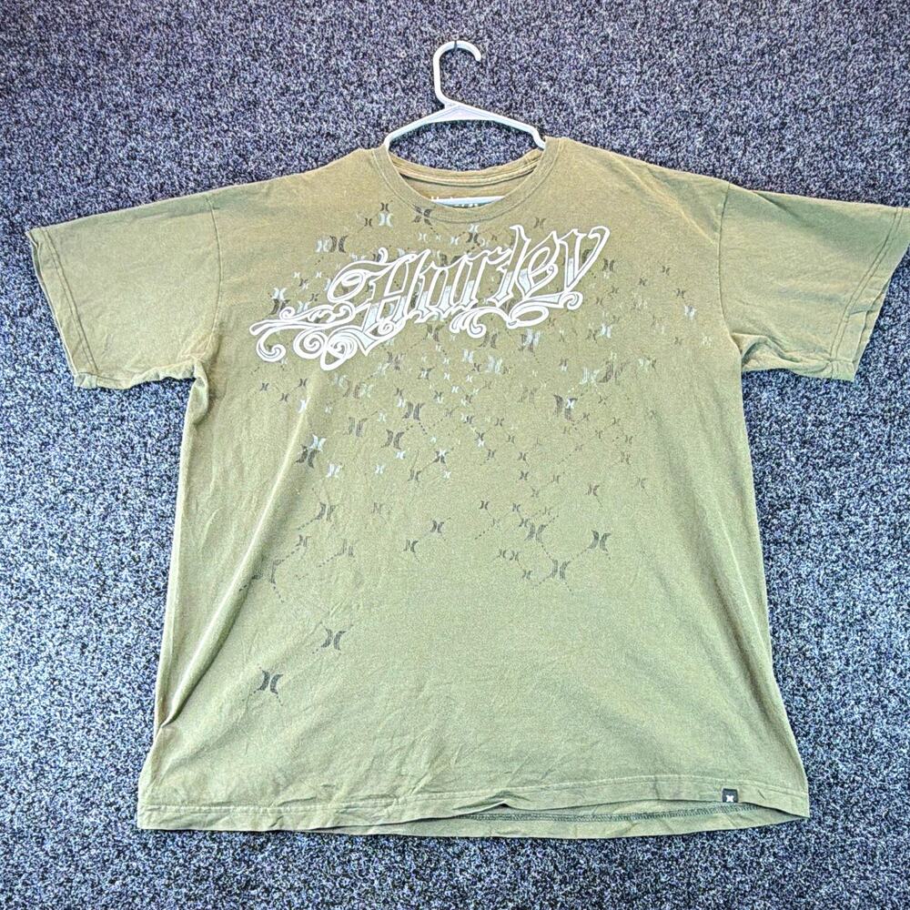 Hurley Logo Graphic Men's Green Crew Neck Short Sleeve Knit T-Shirt Regular XL